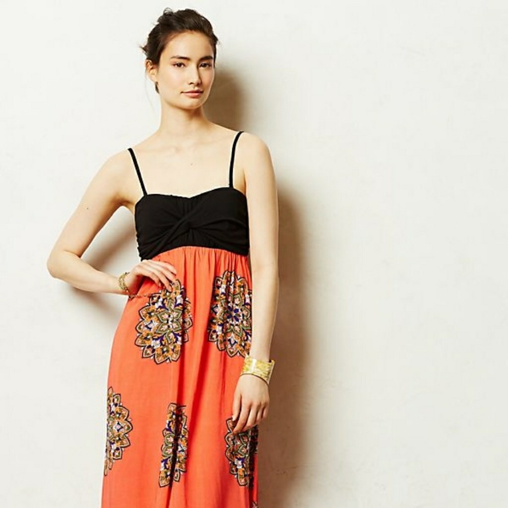 Anthropologie Lilka Coral Canyon Maxi Dress